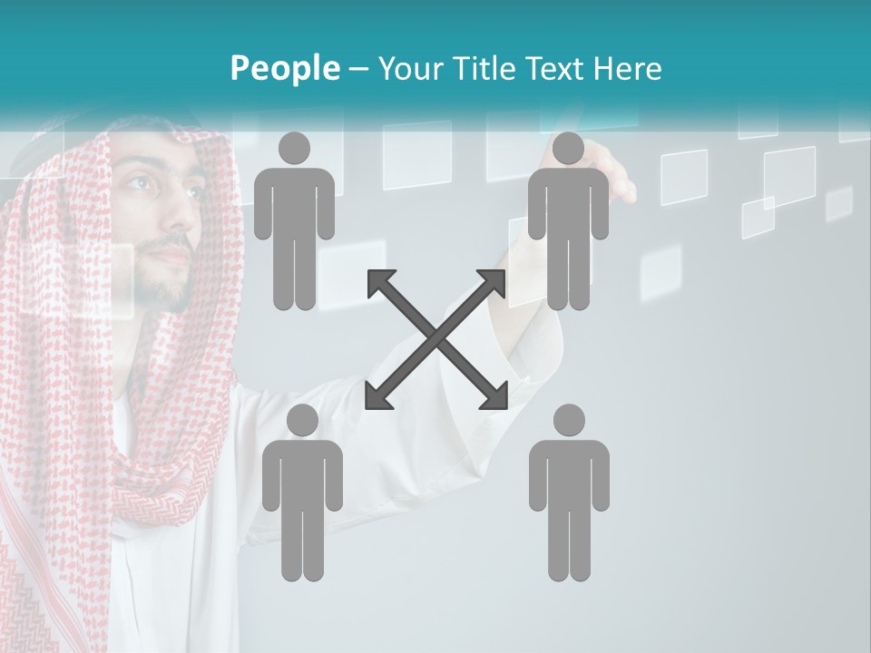 A Man In A Headscarf Is Pointing To A Screen PowerPoint Template