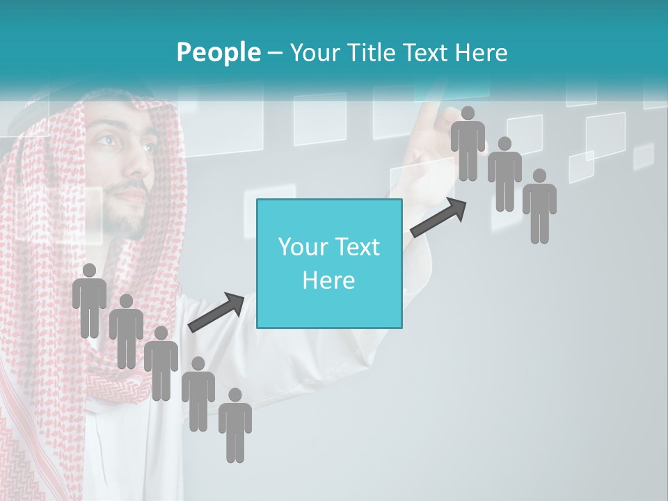A Man In A Headscarf Is Pointing To A Screen PowerPoint Template