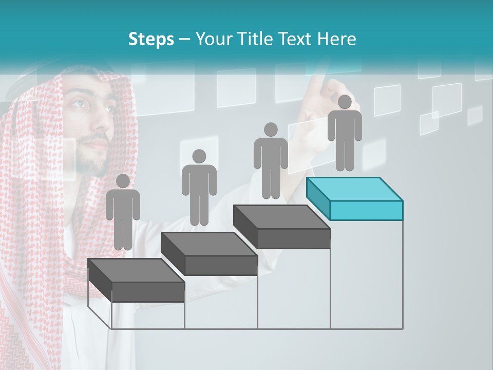 A Man In A Headscarf Is Pointing To A Screen PowerPoint Template