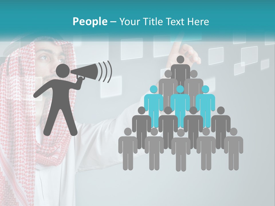 A Man In A Headscarf Is Pointing To A Screen PowerPoint Template