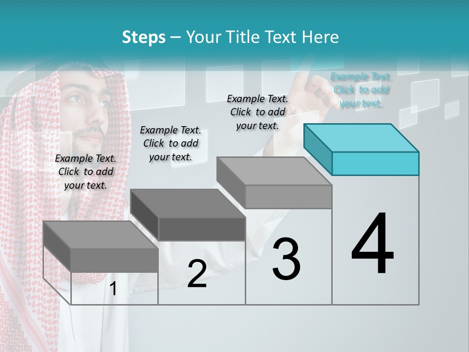 A Man In A Headscarf Is Pointing To A Screen PowerPoint Template