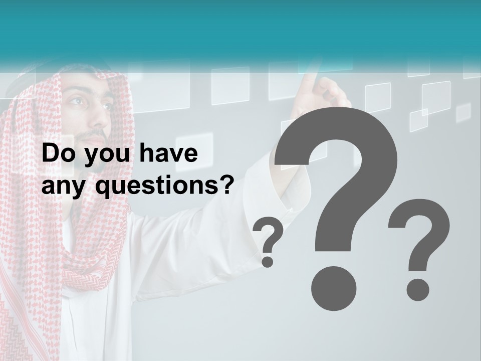 A Man In A Headscarf Is Pointing To A Screen PowerPoint Template