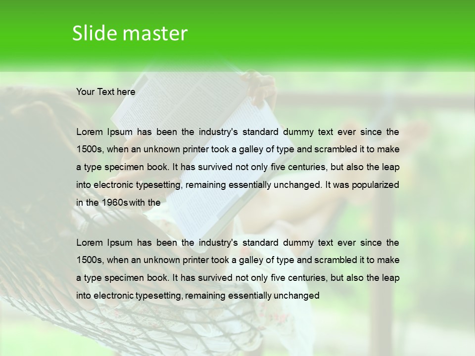 A Woman Reading A Book In A Hammock PowerPoint Template