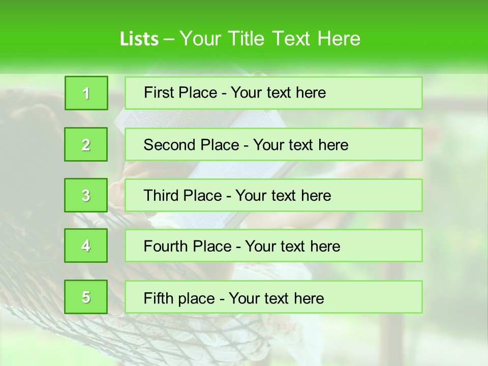 A Woman Reading A Book In A Hammock PowerPoint Template