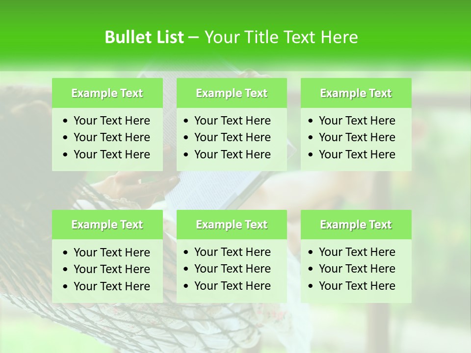 A Woman Reading A Book In A Hammock PowerPoint Template