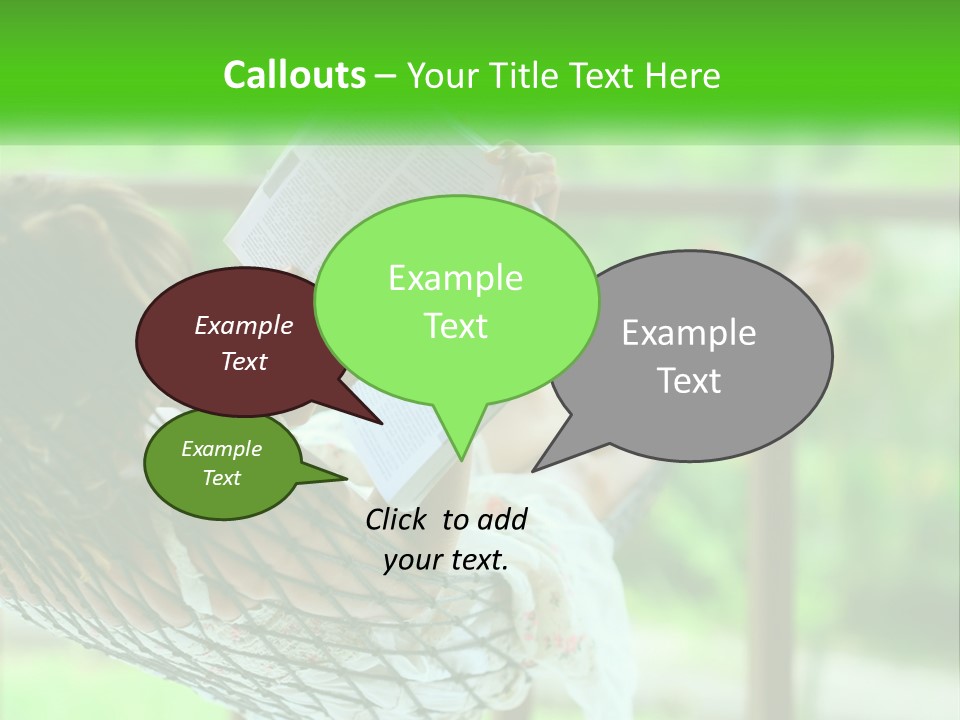 A Woman Reading A Book In A Hammock PowerPoint Template