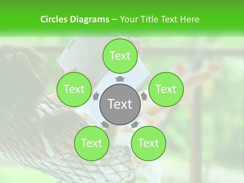 A Woman Reading A Book In A Hammock PowerPoint Template