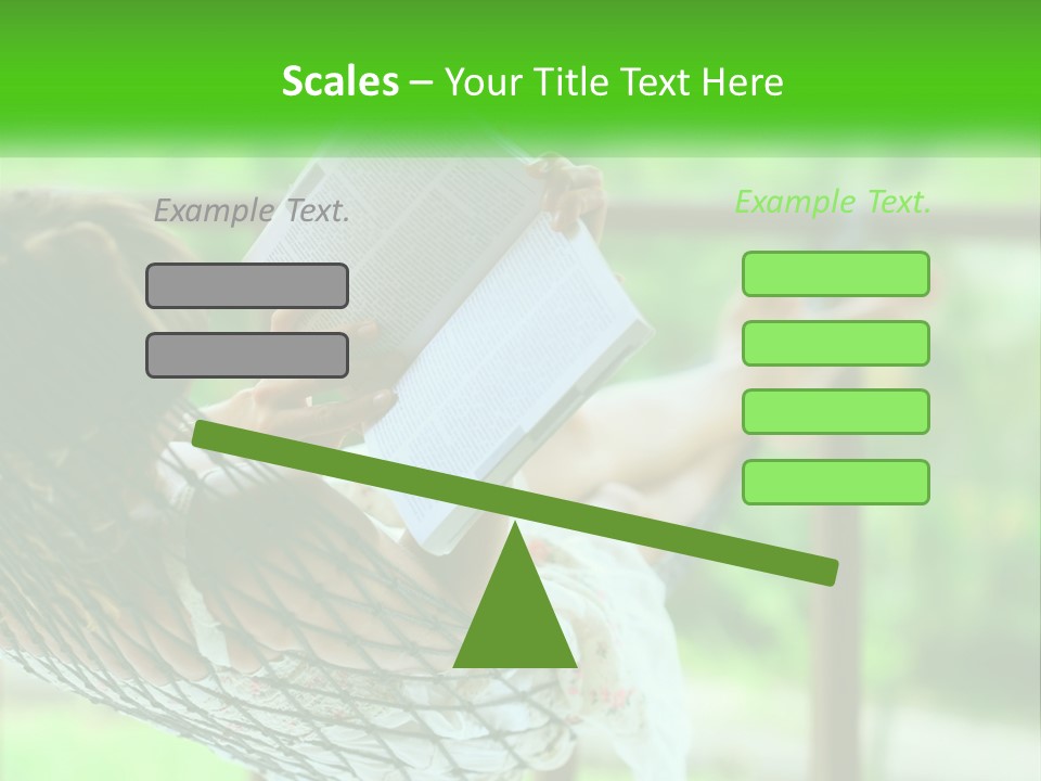 A Woman Reading A Book In A Hammock PowerPoint Template