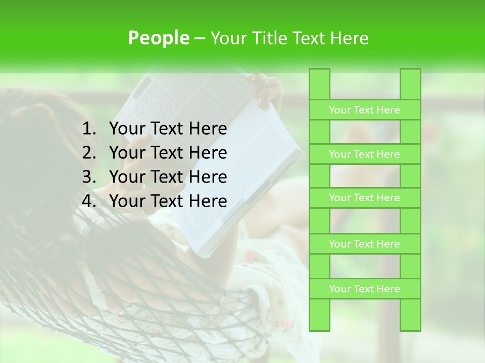 A Woman Reading A Book In A Hammock PowerPoint Template
