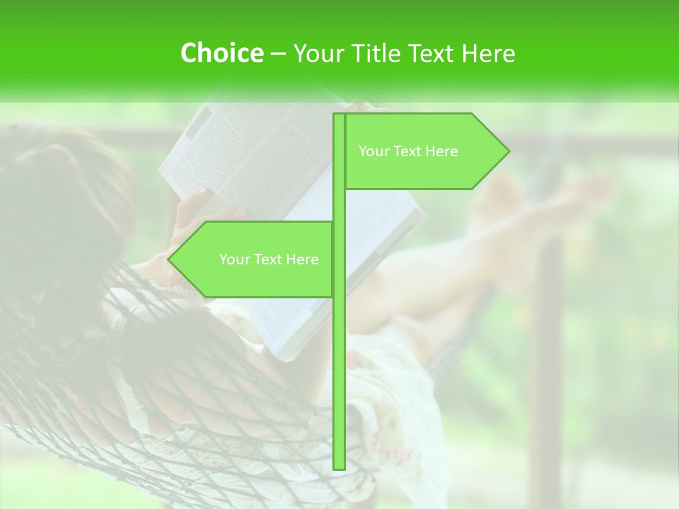 A Woman Reading A Book In A Hammock PowerPoint Template