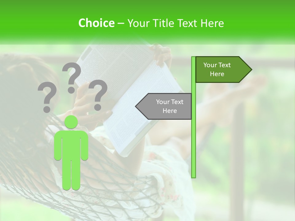 A Woman Reading A Book In A Hammock PowerPoint Template