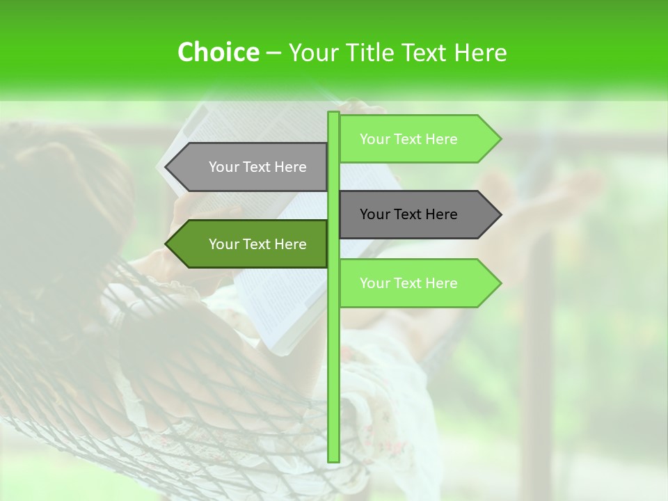 A Woman Reading A Book In A Hammock PowerPoint Template