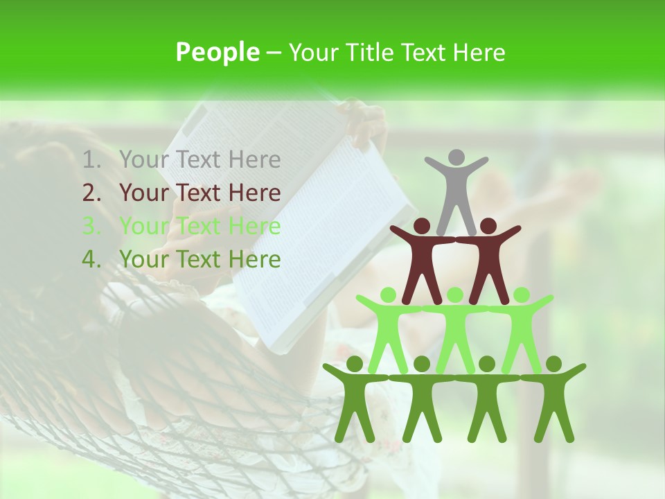 A Woman Reading A Book In A Hammock PowerPoint Template