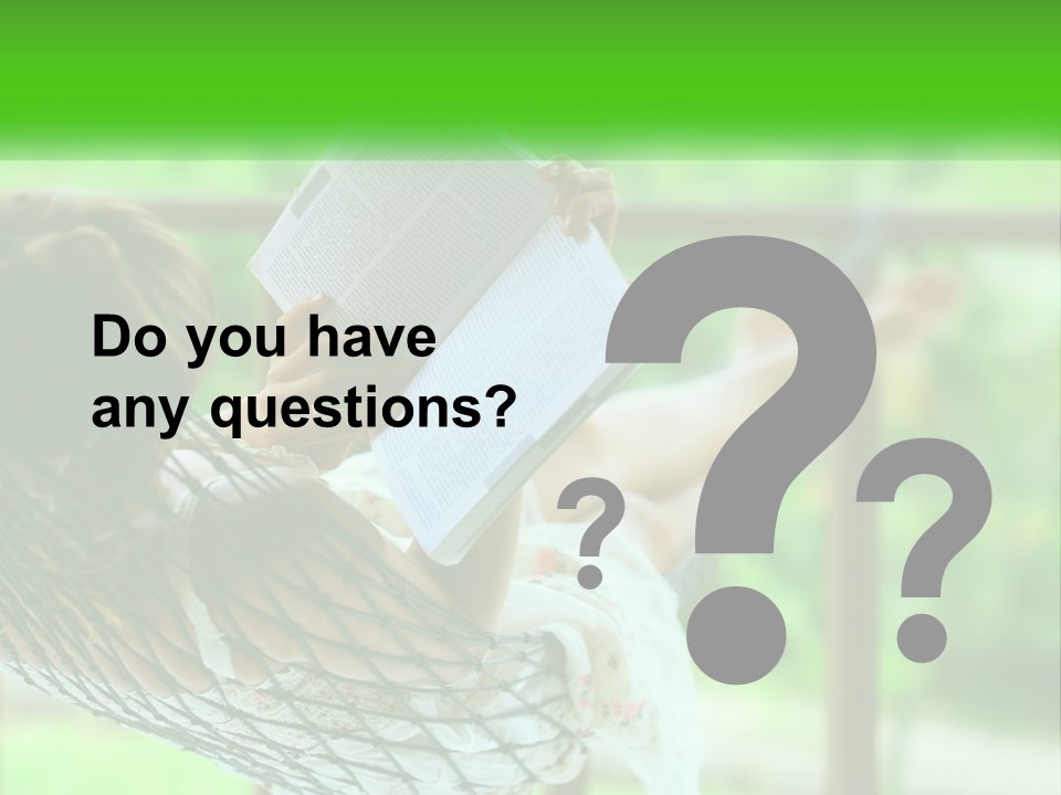 A Woman Reading A Book In A Hammock PowerPoint Template