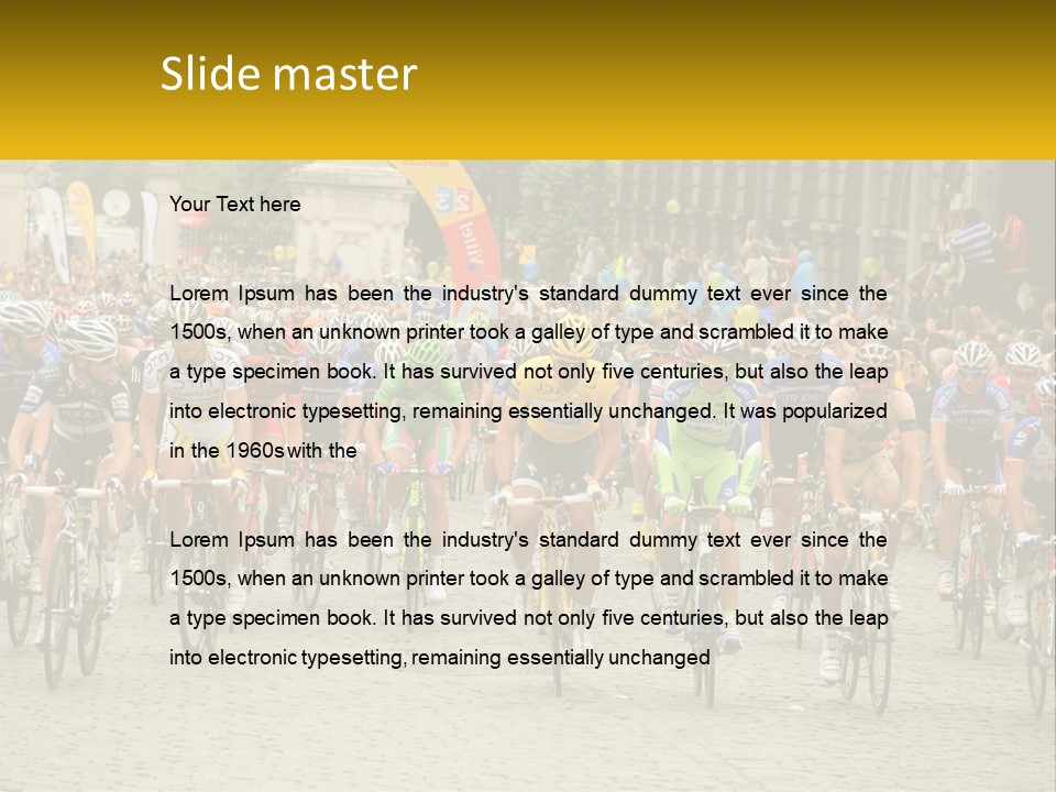 A Group Of People Riding Bikes Down A Street PowerPoint Template