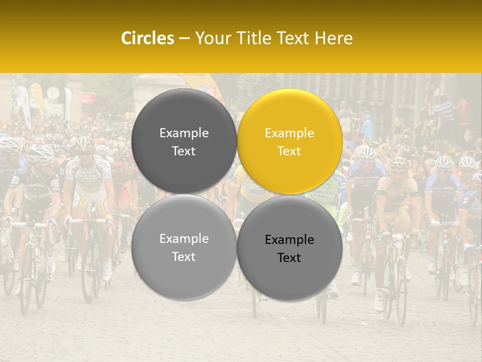 A Group Of People Riding Bikes Down A Street PowerPoint Template