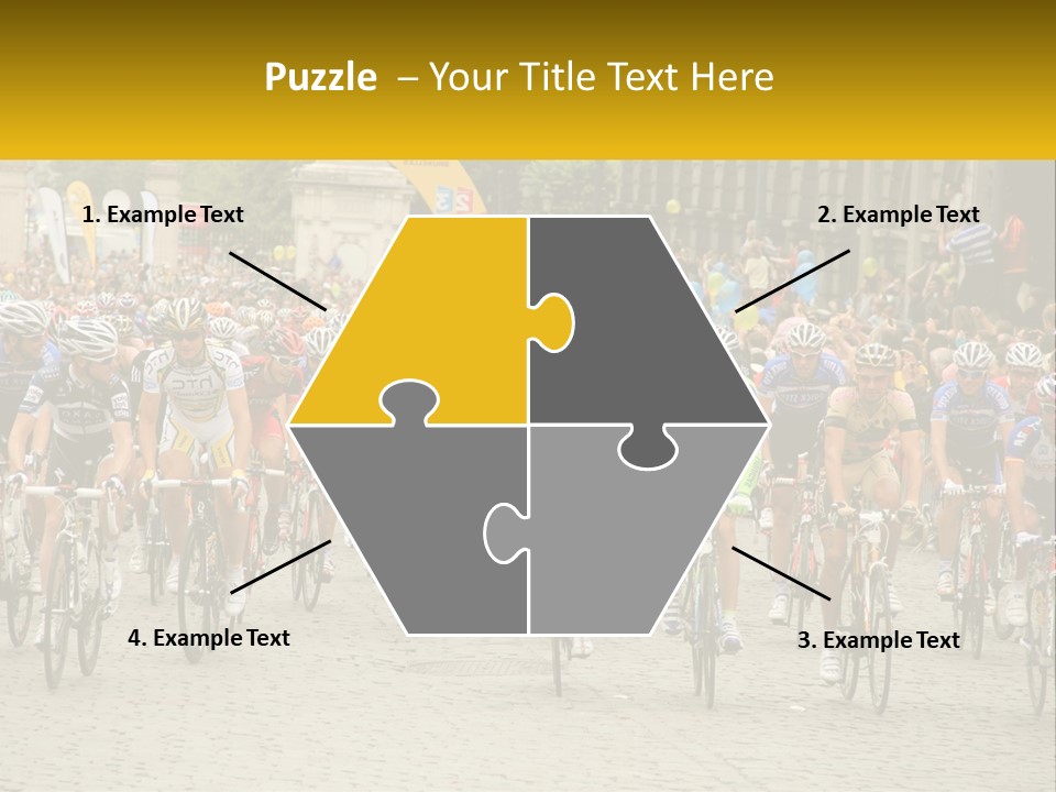 A Group Of People Riding Bikes Down A Street PowerPoint Template