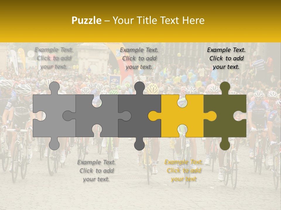 A Group Of People Riding Bikes Down A Street PowerPoint Template