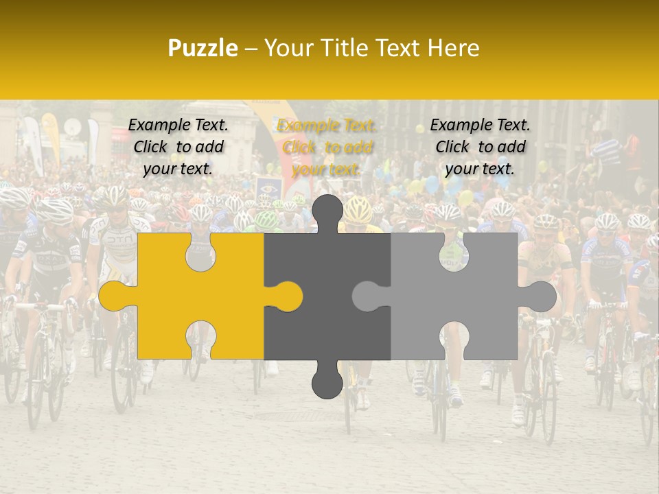 A Group Of People Riding Bikes Down A Street PowerPoint Template