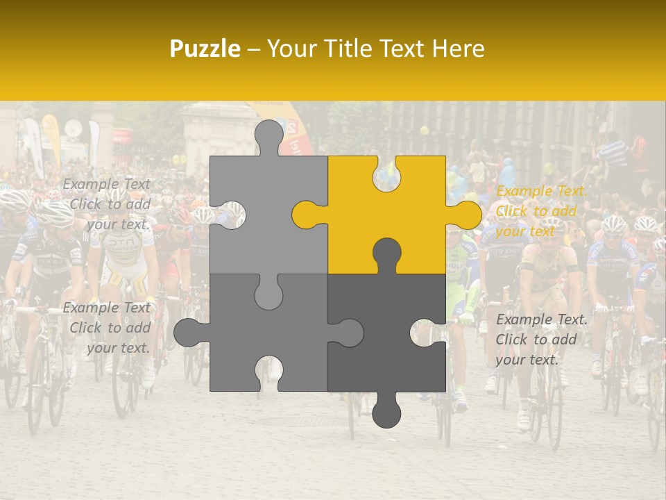 A Group Of People Riding Bikes Down A Street PowerPoint Template