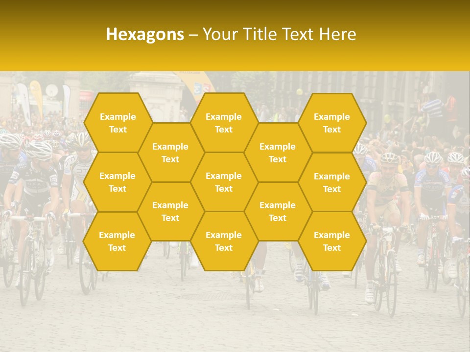 A Group Of People Riding Bikes Down A Street PowerPoint Template