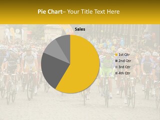 A Group Of People Riding Bikes Down A Street PowerPoint Template
