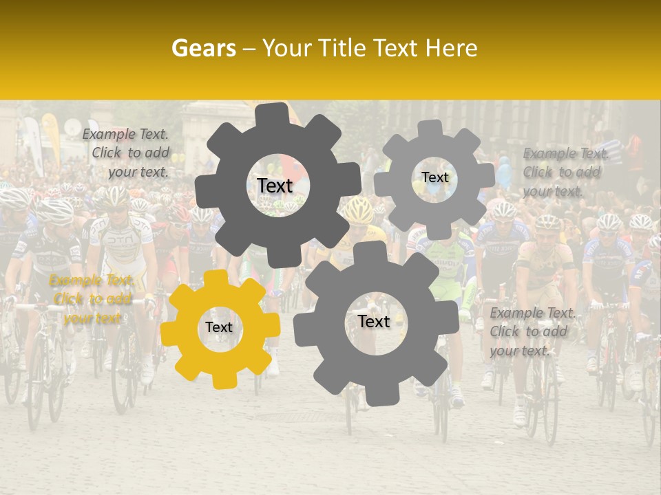 A Group Of People Riding Bikes Down A Street PowerPoint Template