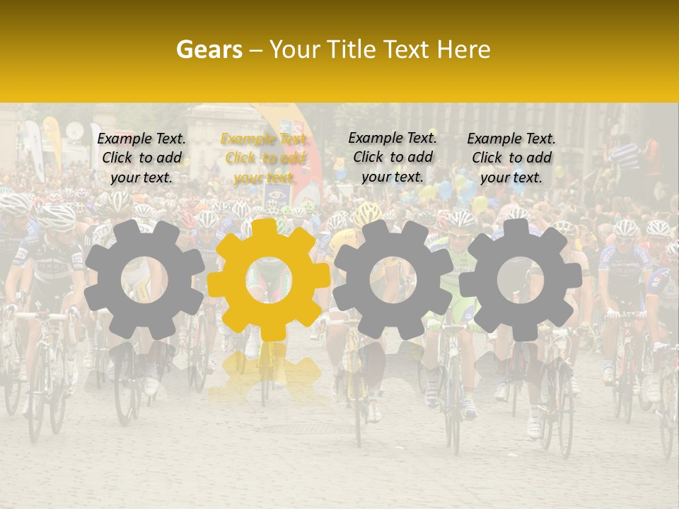 A Group Of People Riding Bikes Down A Street PowerPoint Template