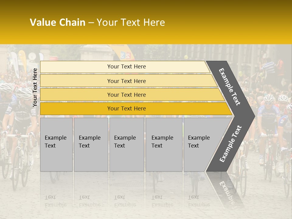 A Group Of People Riding Bikes Down A Street PowerPoint Template