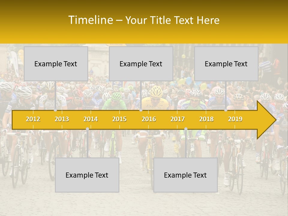 A Group Of People Riding Bikes Down A Street PowerPoint Template