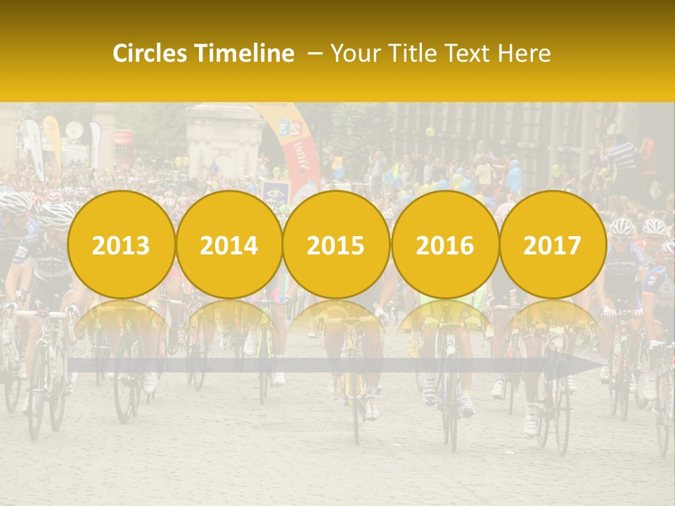 A Group Of People Riding Bikes Down A Street PowerPoint Template