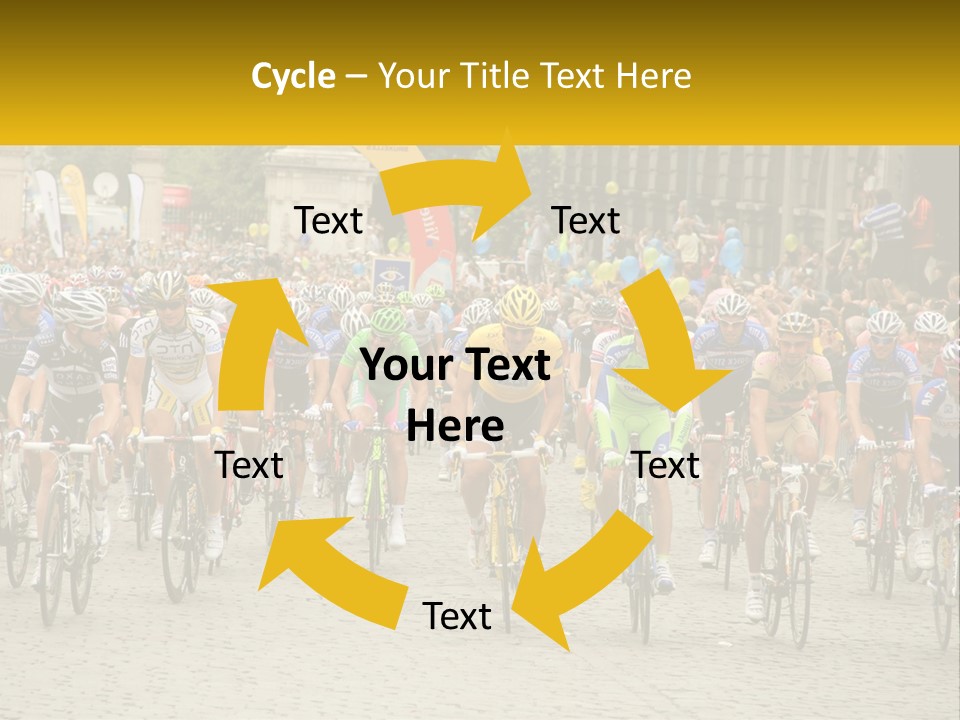 A Group Of People Riding Bikes Down A Street PowerPoint Template