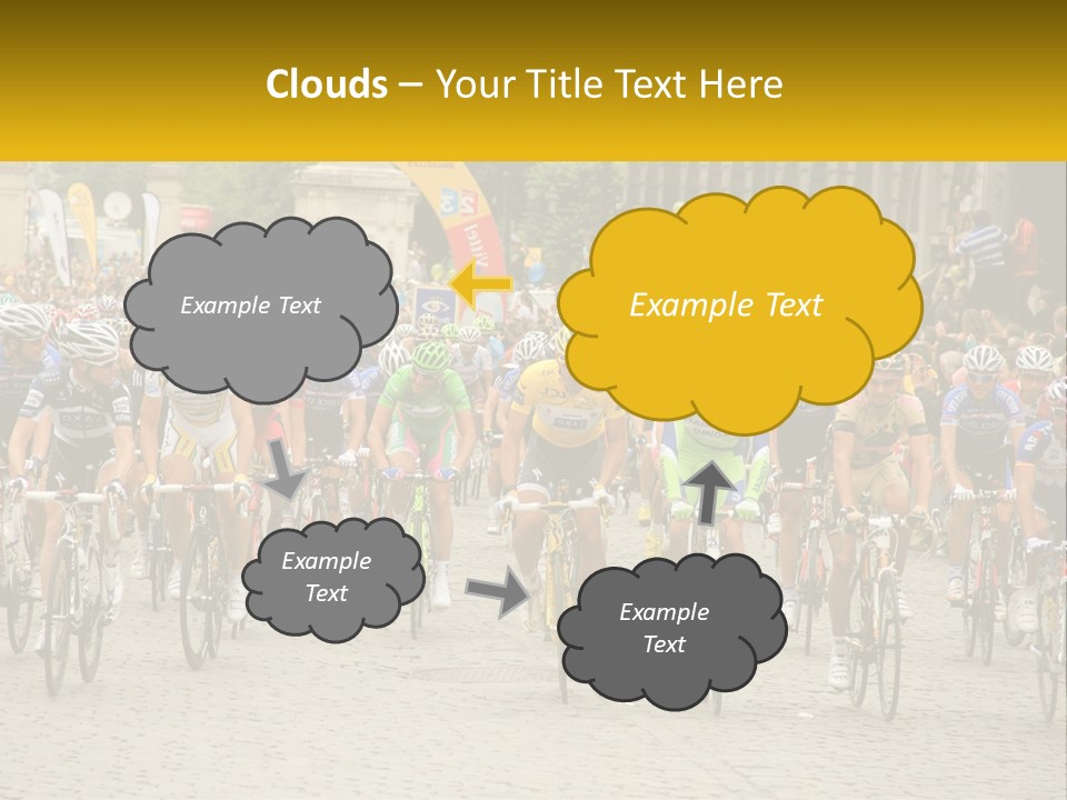 A Group Of People Riding Bikes Down A Street PowerPoint Template