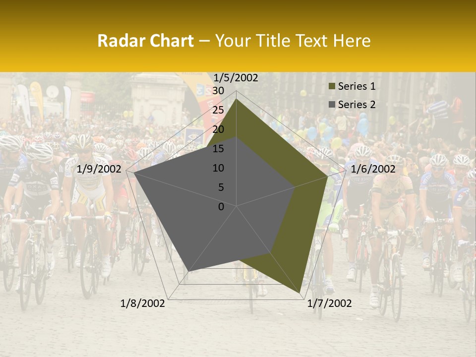 A Group Of People Riding Bikes Down A Street PowerPoint Template