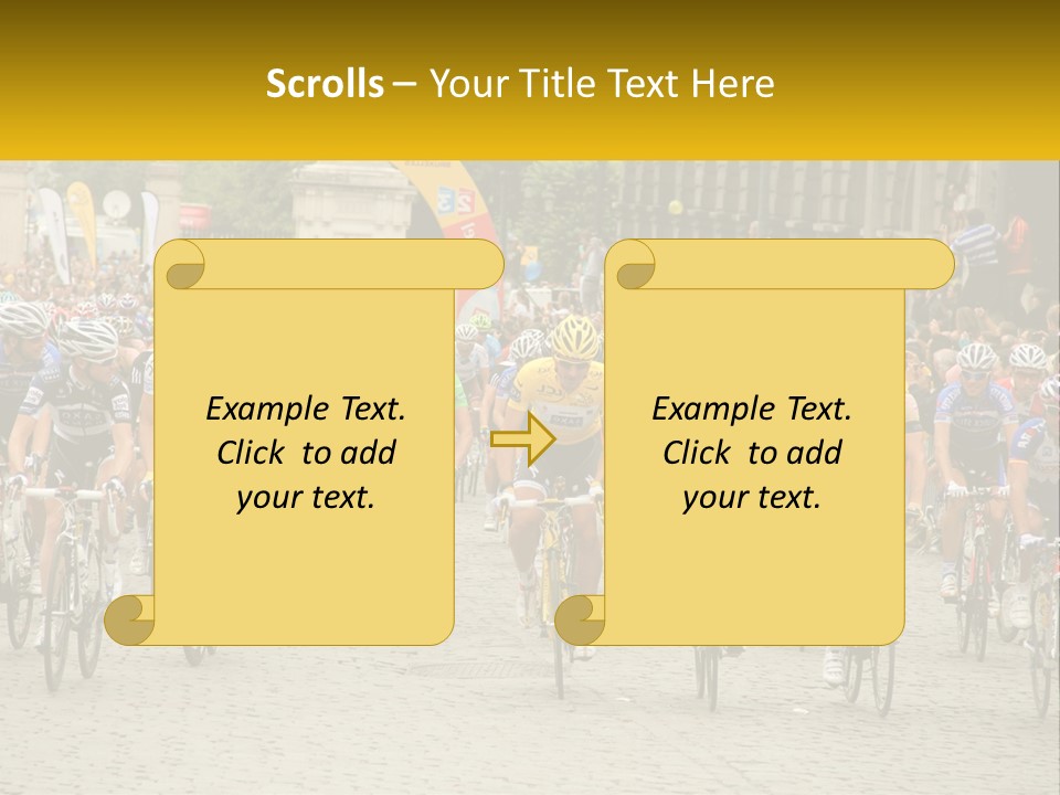 A Group Of People Riding Bikes Down A Street PowerPoint Template