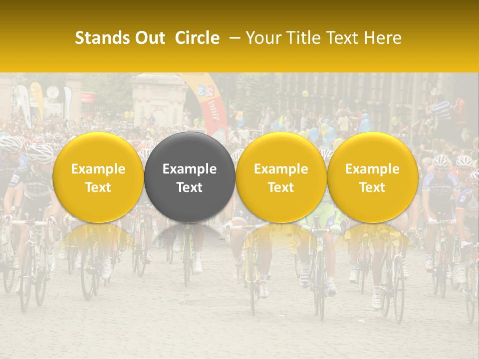 A Group Of People Riding Bikes Down A Street PowerPoint Template