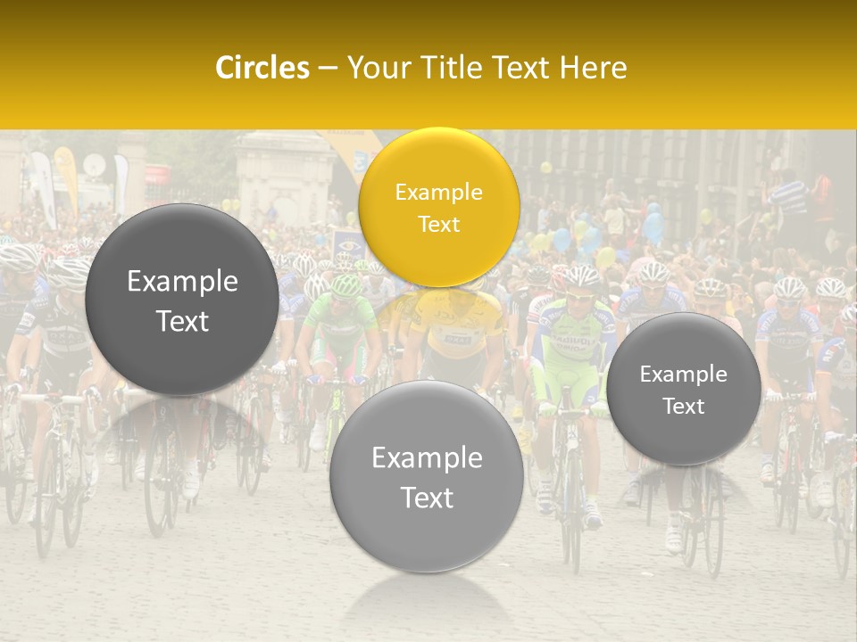 A Group Of People Riding Bikes Down A Street PowerPoint Template