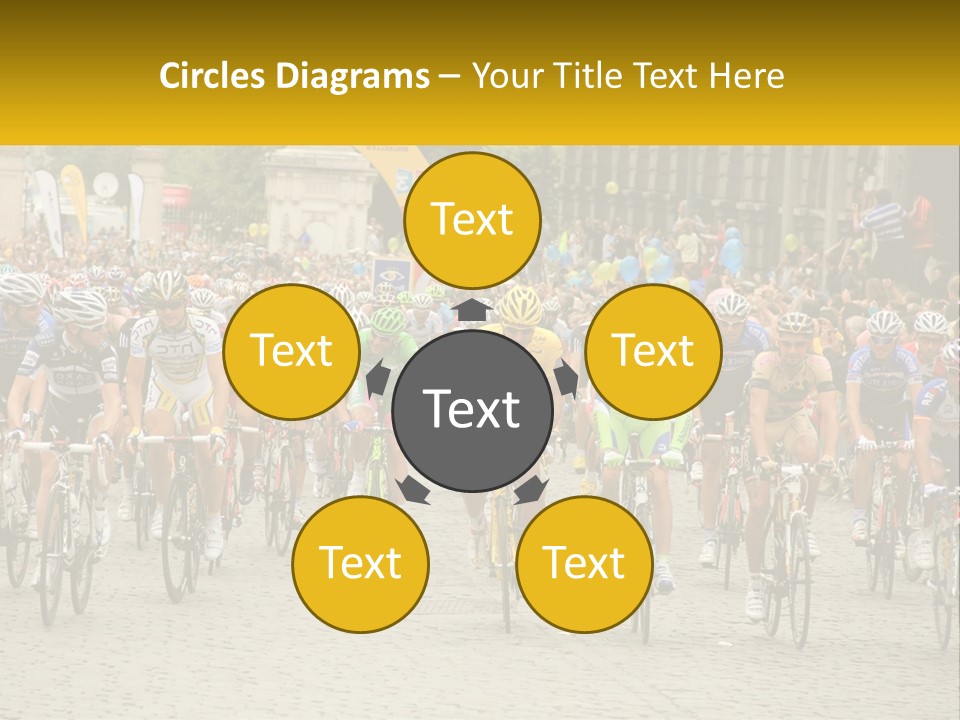 A Group Of People Riding Bikes Down A Street PowerPoint Template