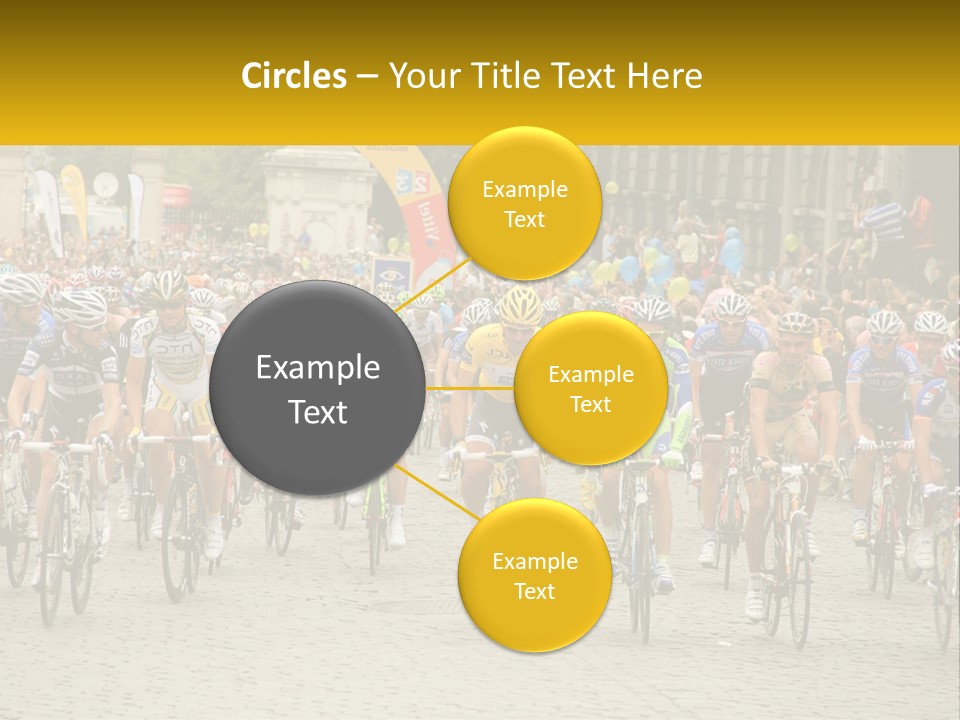 A Group Of People Riding Bikes Down A Street PowerPoint Template