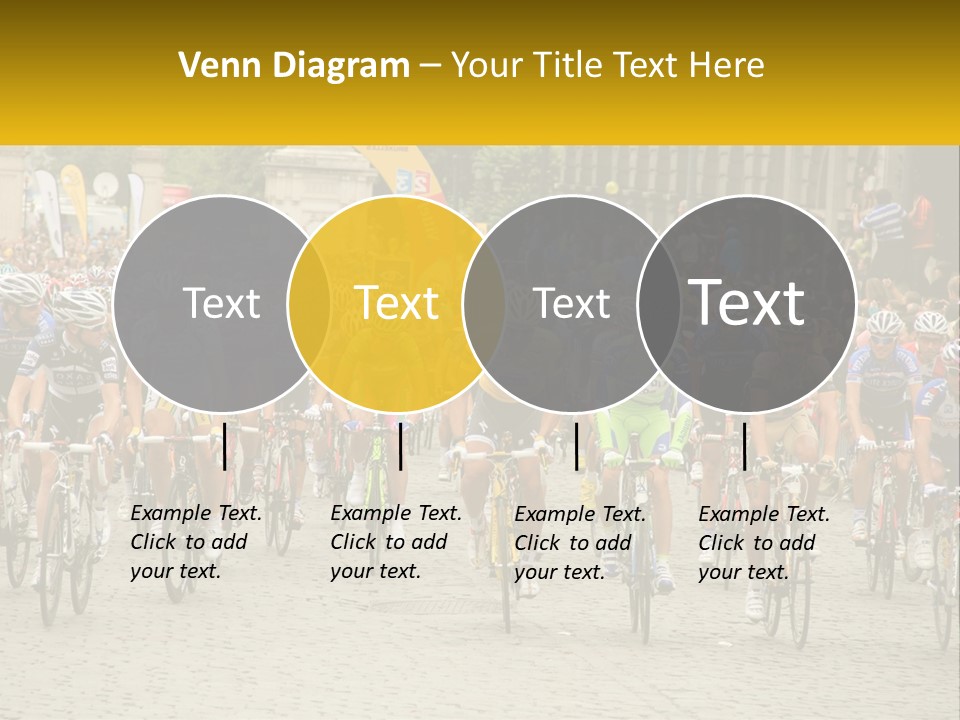 A Group Of People Riding Bikes Down A Street PowerPoint Template