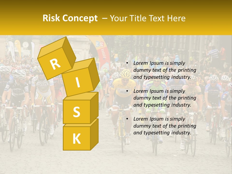 A Group Of People Riding Bikes Down A Street PowerPoint Template