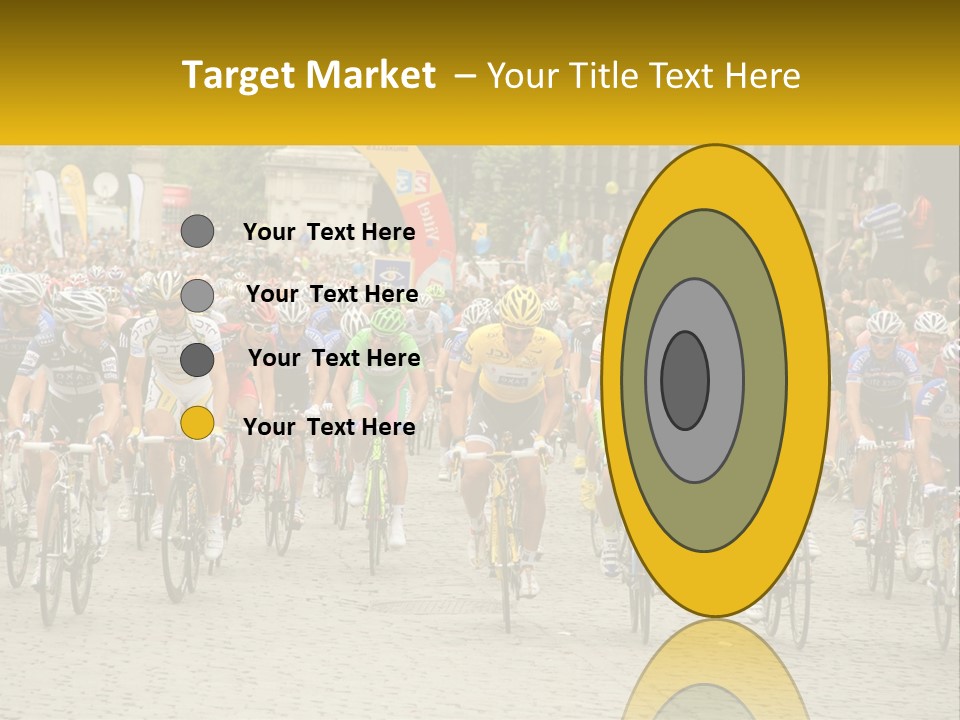 A Group Of People Riding Bikes Down A Street PowerPoint Template