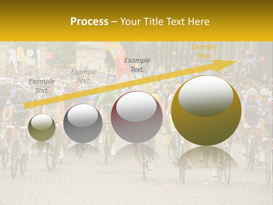 A Group Of People Riding Bikes Down A Street PowerPoint Template