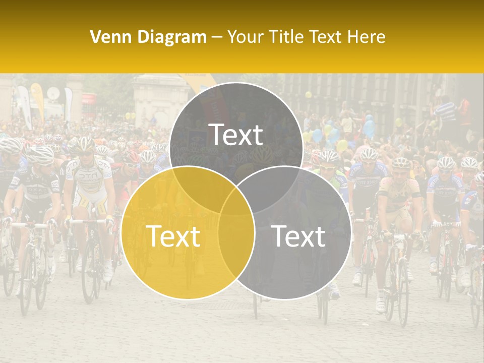 A Group Of People Riding Bikes Down A Street PowerPoint Template