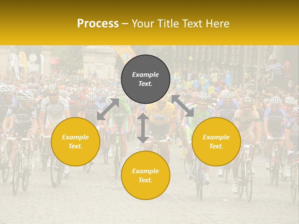 A Group Of People Riding Bikes Down A Street PowerPoint Template