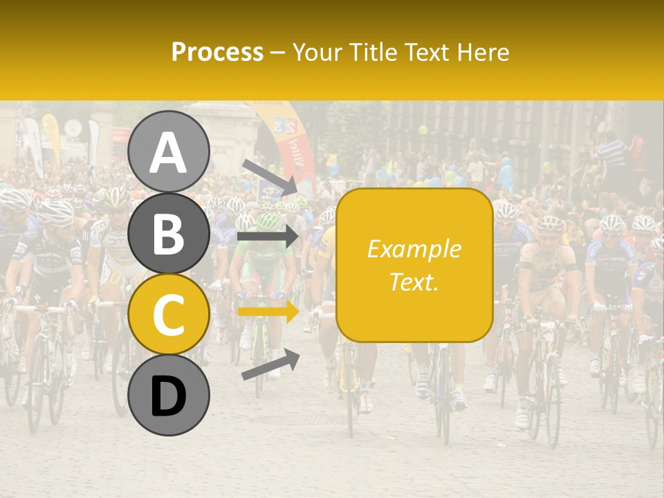 A Group Of People Riding Bikes Down A Street PowerPoint Template