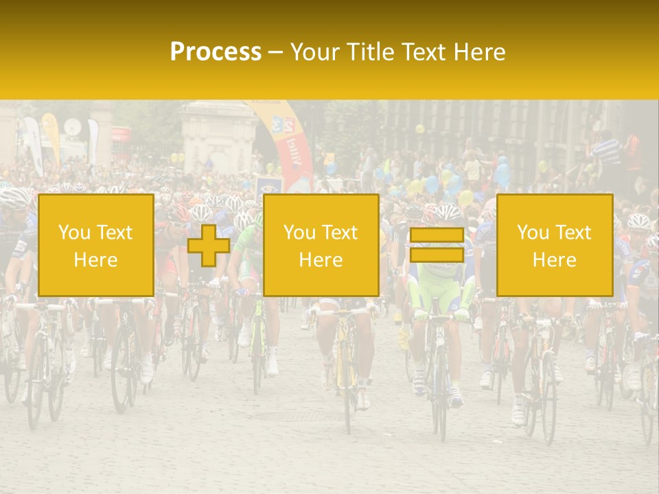 A Group Of People Riding Bikes Down A Street PowerPoint Template