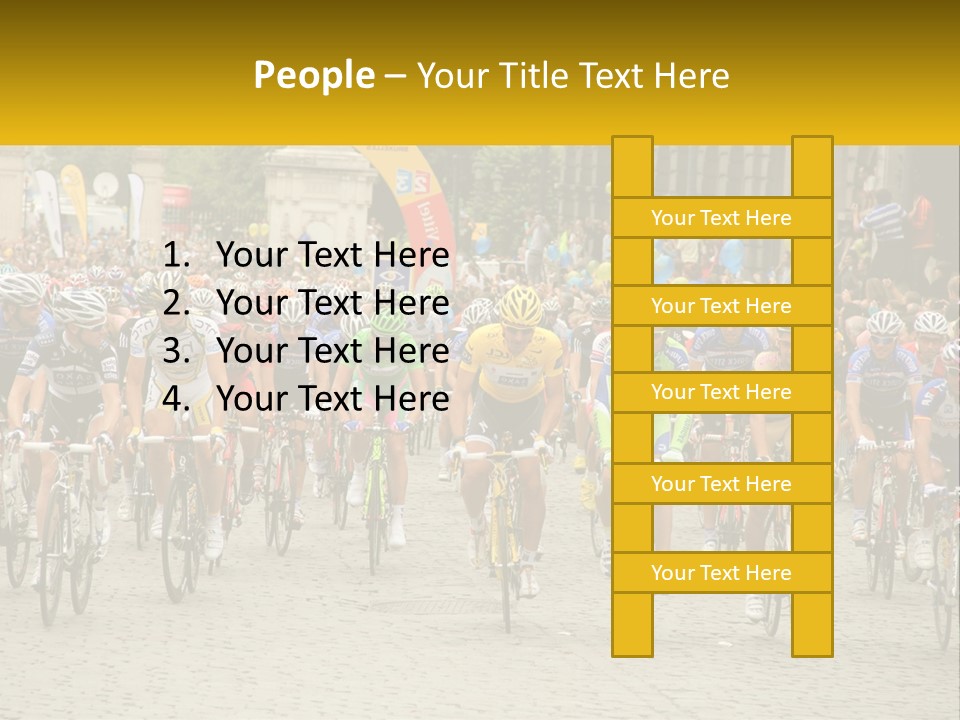 A Group Of People Riding Bikes Down A Street PowerPoint Template