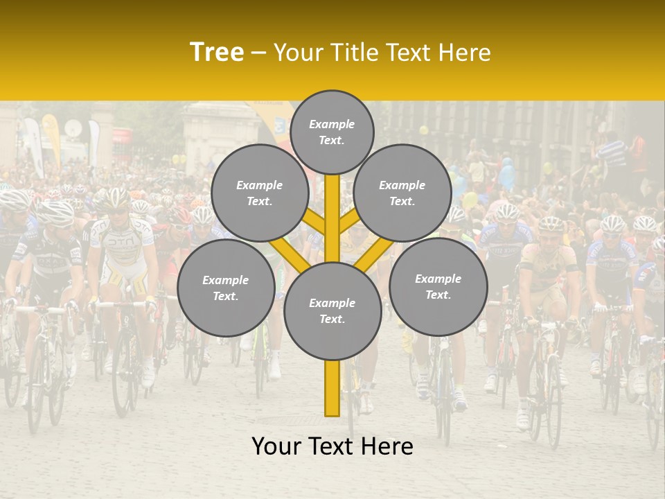 A Group Of People Riding Bikes Down A Street PowerPoint Template