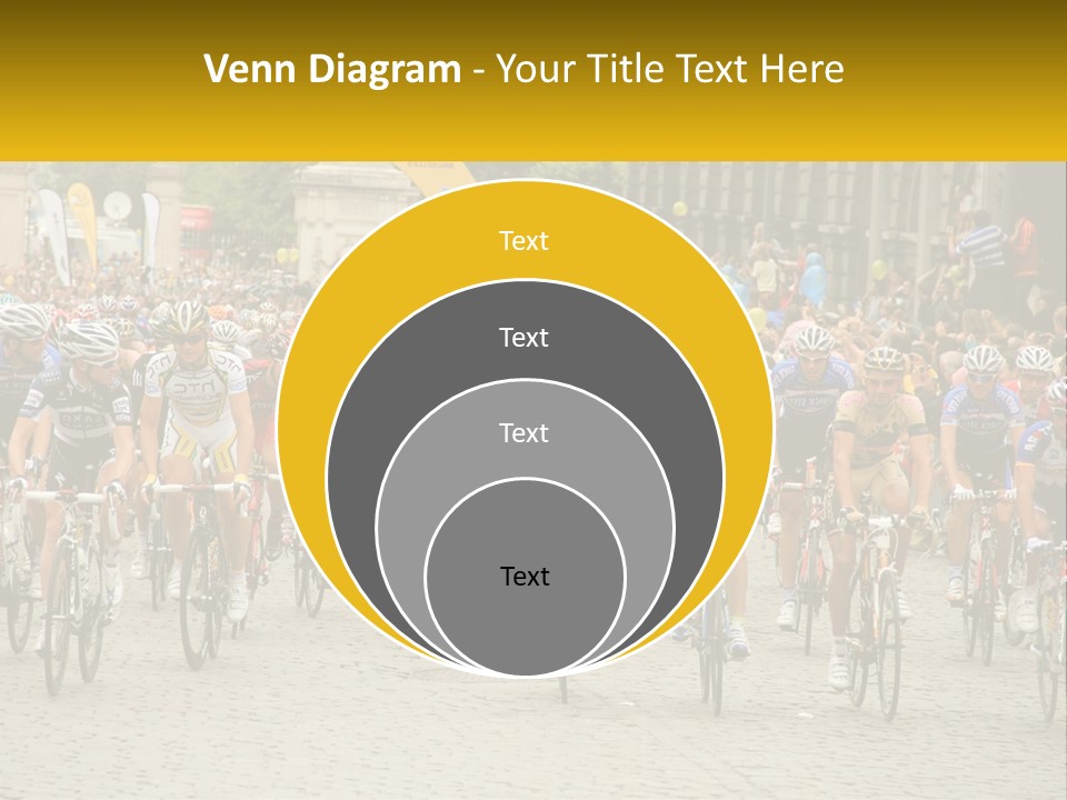 A Group Of People Riding Bikes Down A Street PowerPoint Template